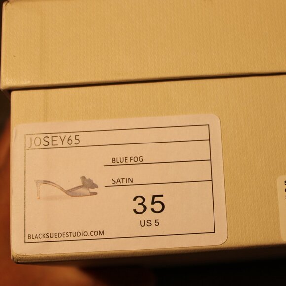 Black Suede Studio - Josey 65 - Blue Fog Satin - Heeled Sandal - Picture 9 of 9